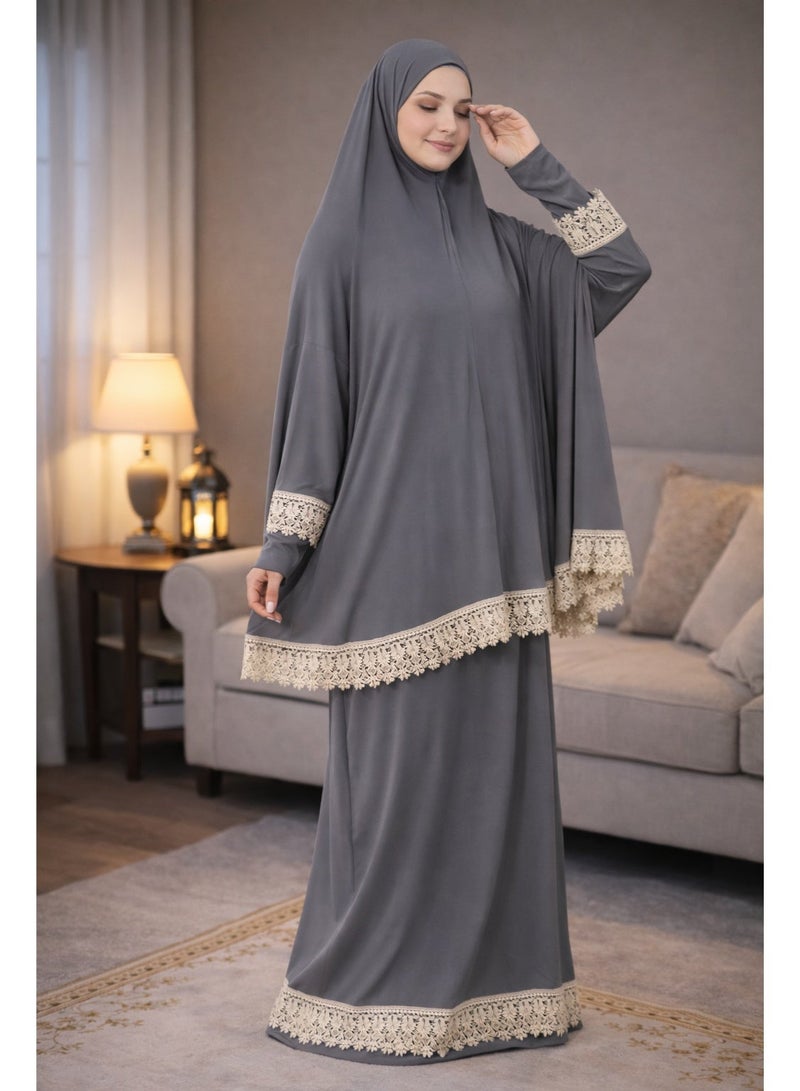 OLUDENIZ Women’s Two-Piece Prayer Dress – Cool Lycra Fabric – Full Modest Coverage – Fits Most Sizes – Turkish Quality – Perfect Gift Option - Image 1